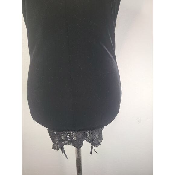 Escante Lingerie Corset Dress SZ Small Velvet Bustier Black Garters - Picture 8 of 10